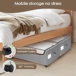 Under Bed Storage with Wheels, 2-Pack Under the Bed Storage Containers with Clear Lids & Label, Underbed Storage Bins, XXXL 85L 11 inches Rolling Metal Drawer for Clothes, Shoes, Toys, Books - Gray