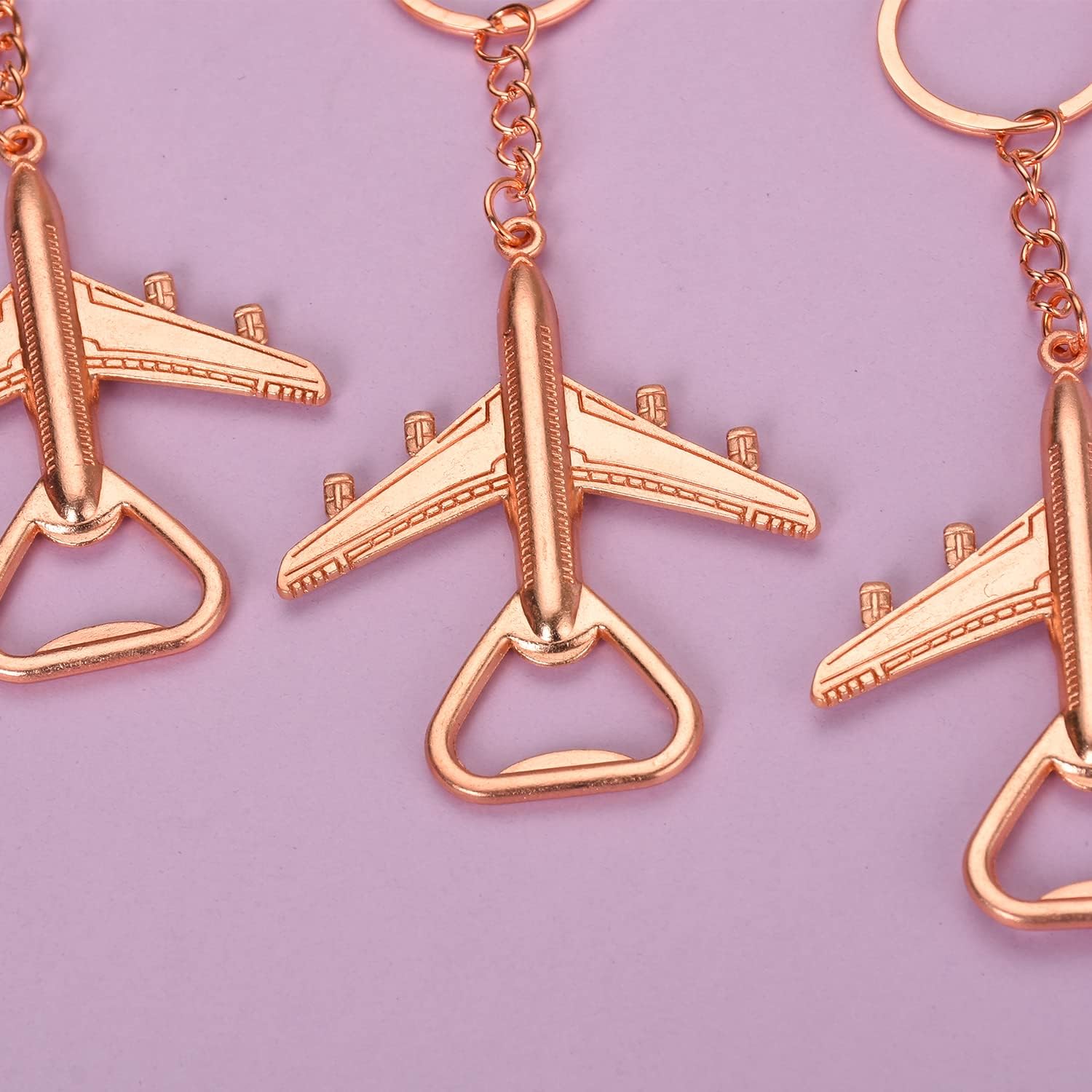 50PCS Rose Golden Airplane Bottle Opener Keychains for Wedding or Bridle Shower Favors,Baby Shower Gifts, Souvenirs to Guests Bluk