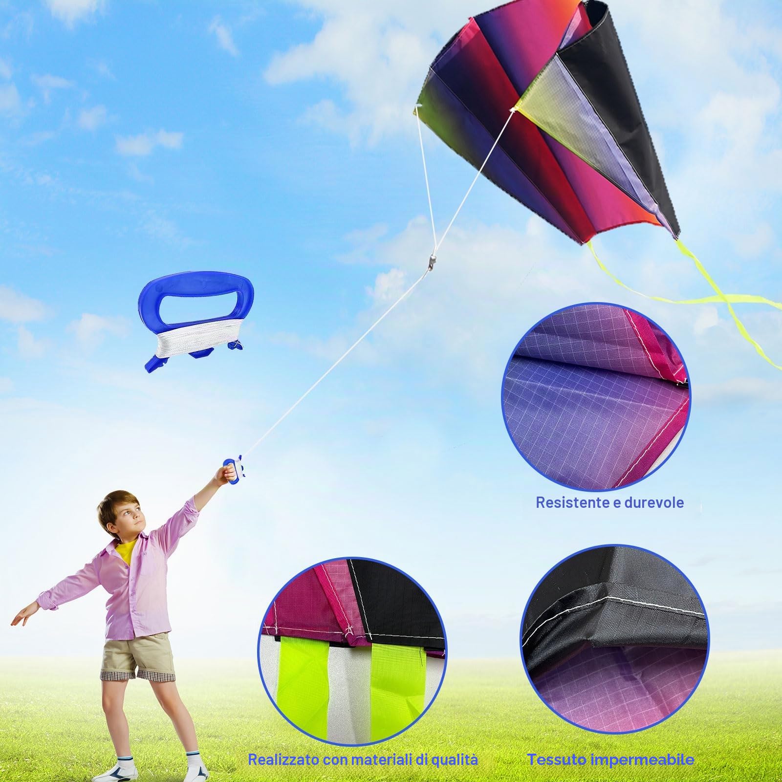 TSHAOUN 3 Pezzi Aquilone Arcobaleno per Bambini e Adulti, Portatile Aquiloni Facili da Far Volare, Aquilone per Principianti per attività All'aperto, Aquiloni per Viaggiare sulla, Spiaggia (3PCS)