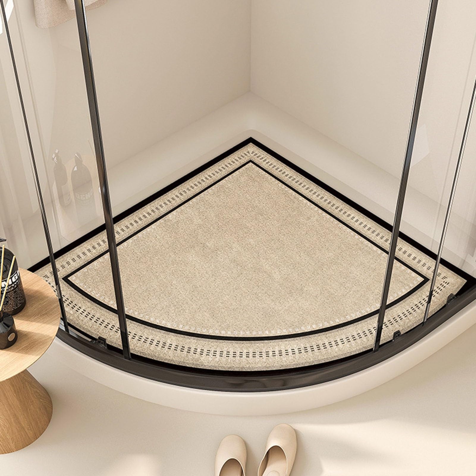 Vnook Corner Shower Mat, Shower Stall Mat, Non Slip Bath Mat, Soft Quadrant Bath Mat Soft Loofah Anti Mould PVC Bath Mat for Bathroom (Color : D, Size : 90X90CM)