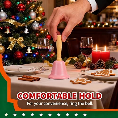 Miniatura 4 de NOLITOY Campana de mano ruidosa, campana de llamada de mano de hierro, campana de cena de 2.6 in, alarma para adultos, hogar, fiesta, restaurante,