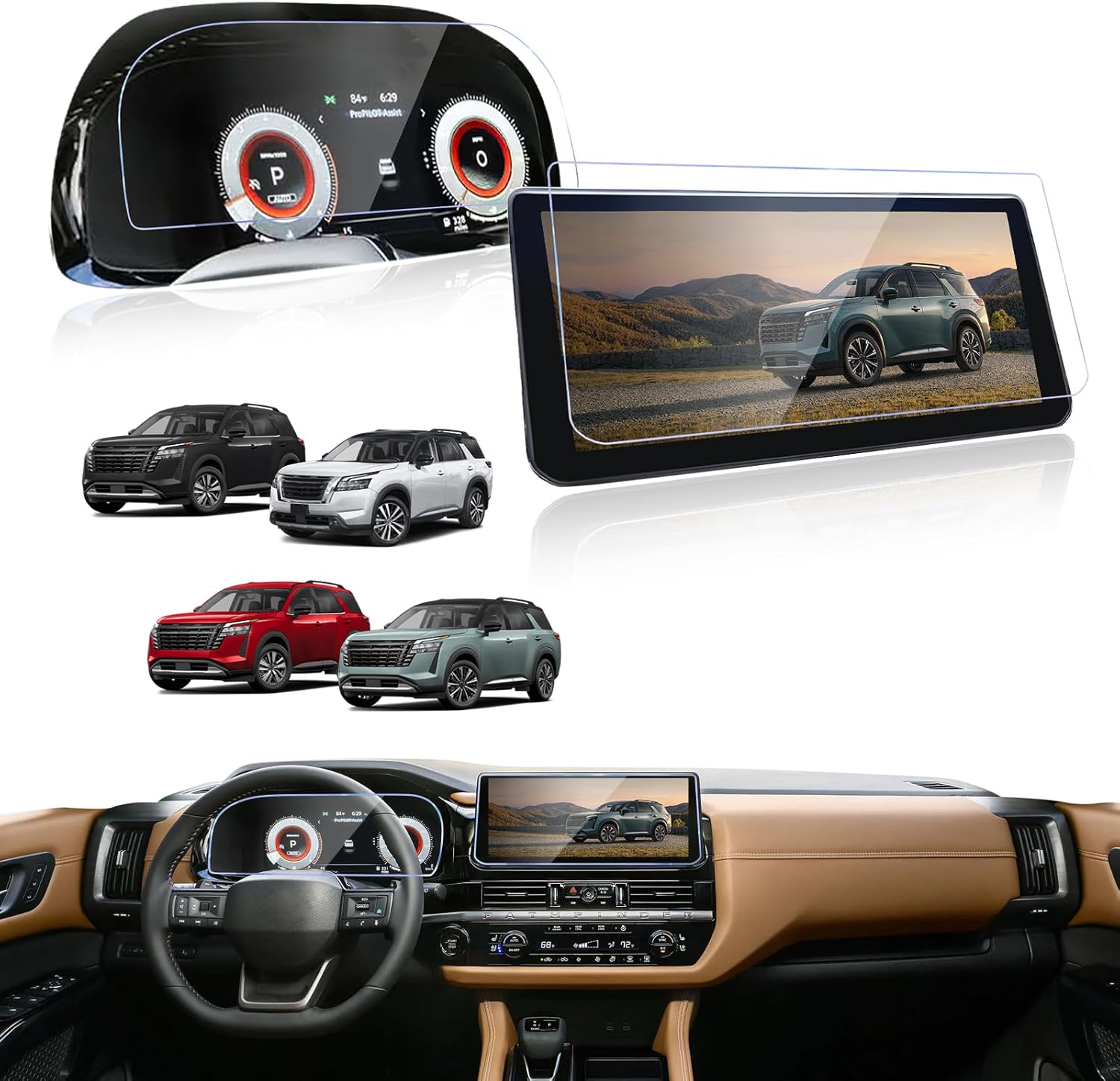 Designed for 2PACK 2026 Nissan Pathfinder Screen Protector 12.3 inch Navi + Dash [Only for SL/Platinum] for 2026 Nissan Pathfinder Accessories Tempered Glass Scratch Resistant