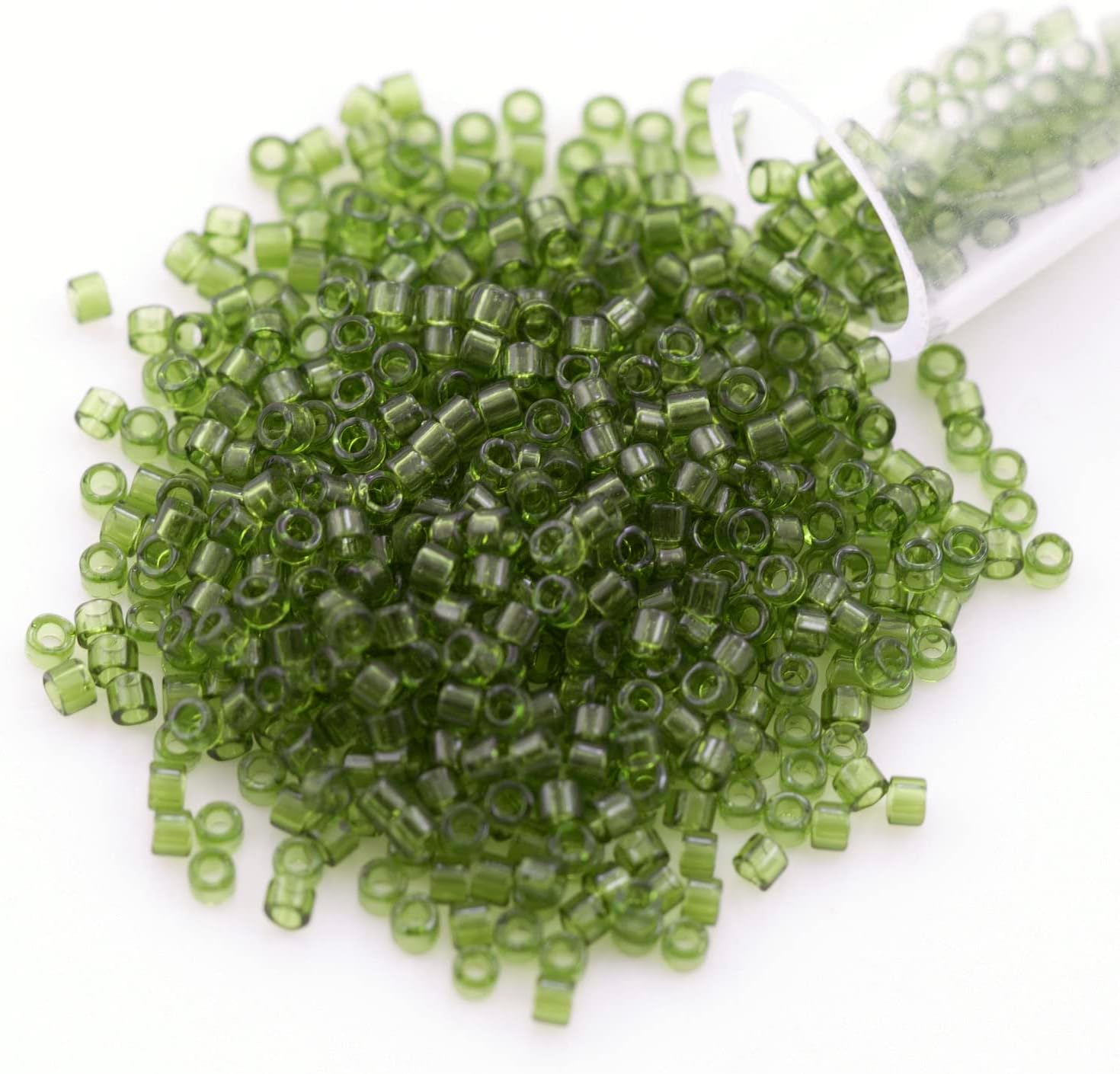 Miyuki Delica Seed Bead 11/0 Transparent Olive Green (3 Gram Tube)