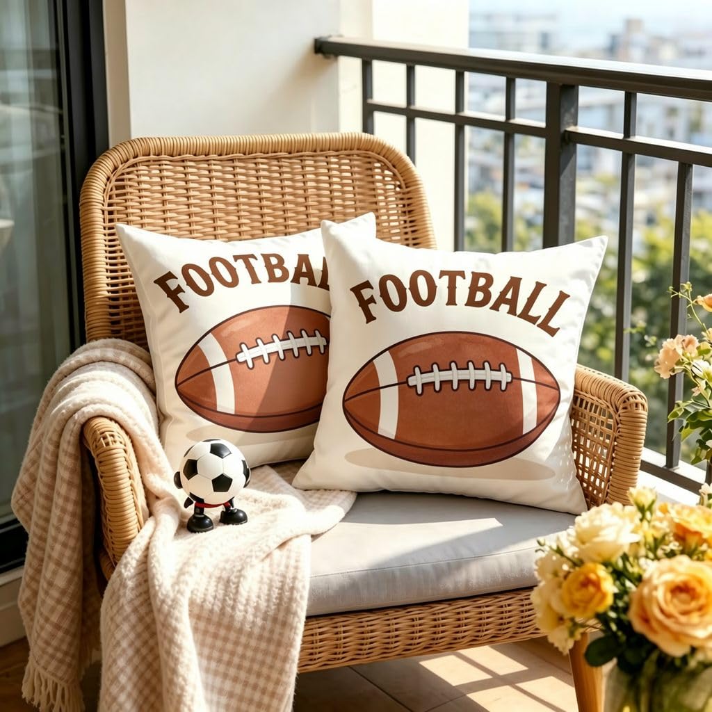 American Football Linen Pillow Covers -16x16