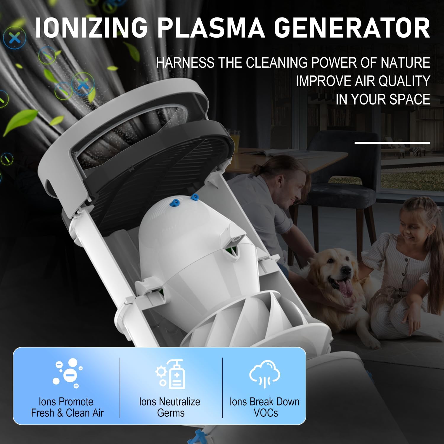 DH Lifelabs Air Purifier for Home, Ionizer Air Purifier for Allergies, HEPA Air Purifier Filter Eliminates Odor for Pets, Smart Air Purifier for 231ft² Support WiFi (Sciaire Mini, White WiFi)