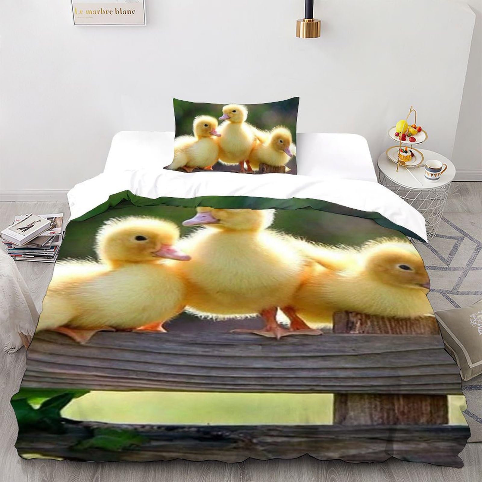 Housse de couette imprimé 3D animaux en microfibre douce zippée