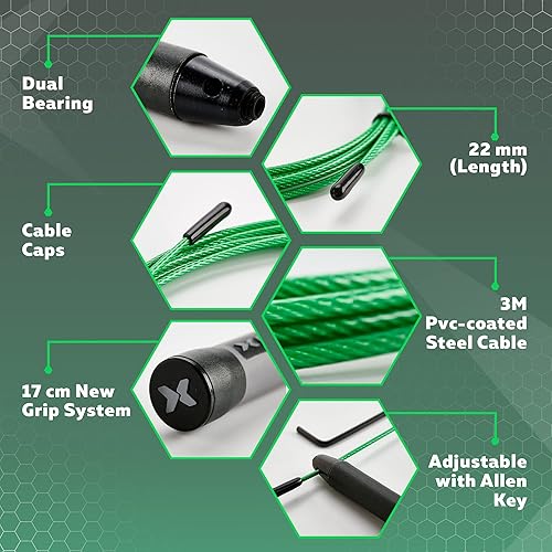 Miniatura 5 de PICSIL Sphinx - Cuerda giratoria de 360 con sistema de doble rodamiento, cuerda de saltar rápida y ligera hecha de plástico ABS, cuerdas de saltar