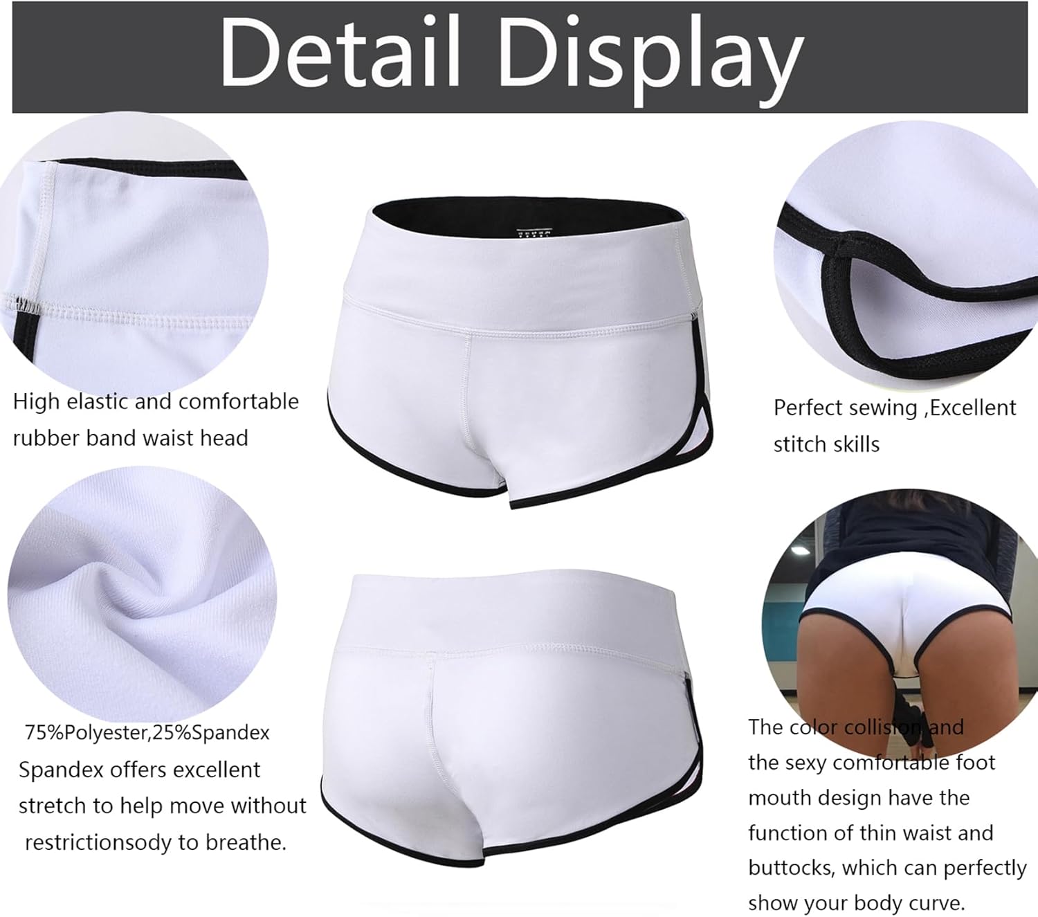 Women's Booty Shorts Workout Butt Lifting High Waist Yoga Running Gym Shorts - Image 3