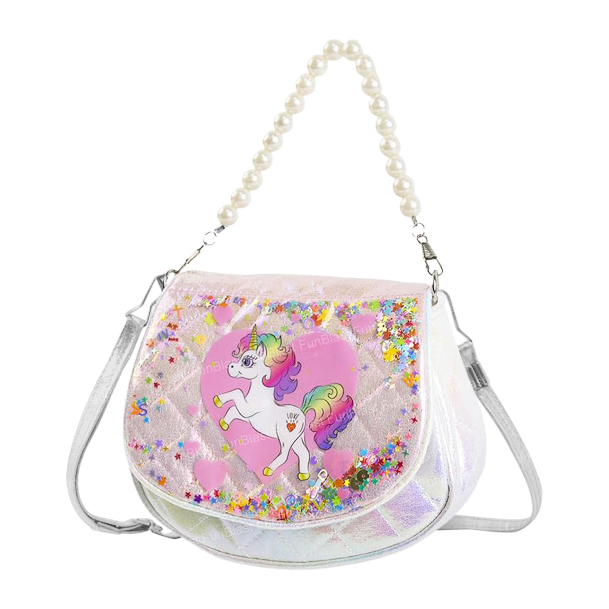 funblast Unicorn Sling Bag for Girls, Fashion Cute Hand Bag for Girls Shoulder Bag Stylish Latest Gifts for Kids Age 5-10 Purse for Girl, Cross Body Bag for Woman (Print May Vary)-picture-10