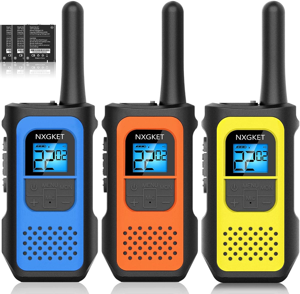 Walkie Talkies for Kids Adults 3 Pack, NXGKET Rechargeable Walkie Talkies Long Range, 2 Way Radios 22 Channels VOX with 1200mAh Li-ion Battery USB-C Cable for Outdoor Camping Hiking Trip