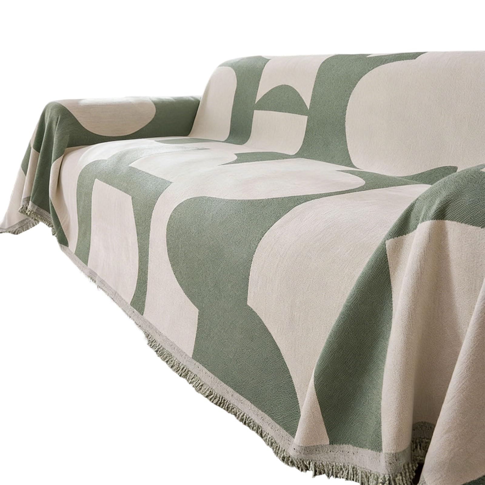 Nucelit Universals Sofa Cover Geometric Pattern Chenilles Fabric Couch Slipcover with Tassels Pet Furniture Protector for Home Use Furniture Protector Sofa Cover