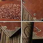 Photo Album or DIY Scrapbook (10x10 inch 50 Pages Double Sided), Vintage Leather Cover Three-Ring Binder Picture Booth Albums with 9 Colors 408pcs Self Adhesive Photos Corners for Memory Keep