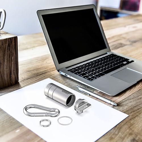 Miniatura 3 de JEINAPA - Llavero pequeño para píldoras de titanio impermeable mini pastillero portátil de bolsillo para pastillas contenedor de pastillas de