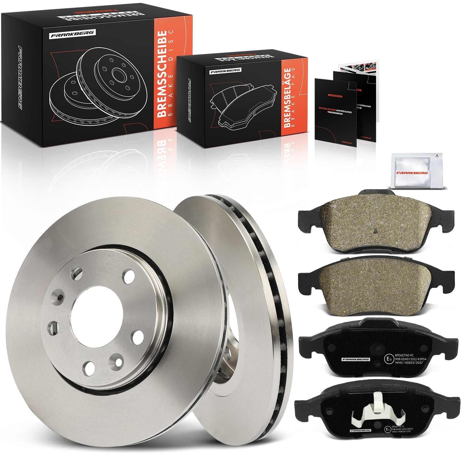 Frankberg Bremsensatz inkl. 2x Bremsscheiben + 4x Bremsbeläge Vorne Kompatibel mit Zoe BFM Duster HM Duster HS M.e.g.a.n.e III Grandtour KZ0/1 Replace# 440603905R