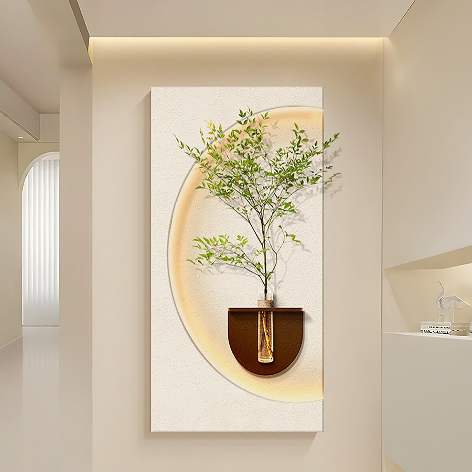 ZCQMSCWW 3D LED Minimalist Sandstone Textured Wall Sculpture Decor, Warm Light with Remote & Plug-in for Living Room, Study, Entrance(U,120 * 70cm/47.2 * 27.5in)