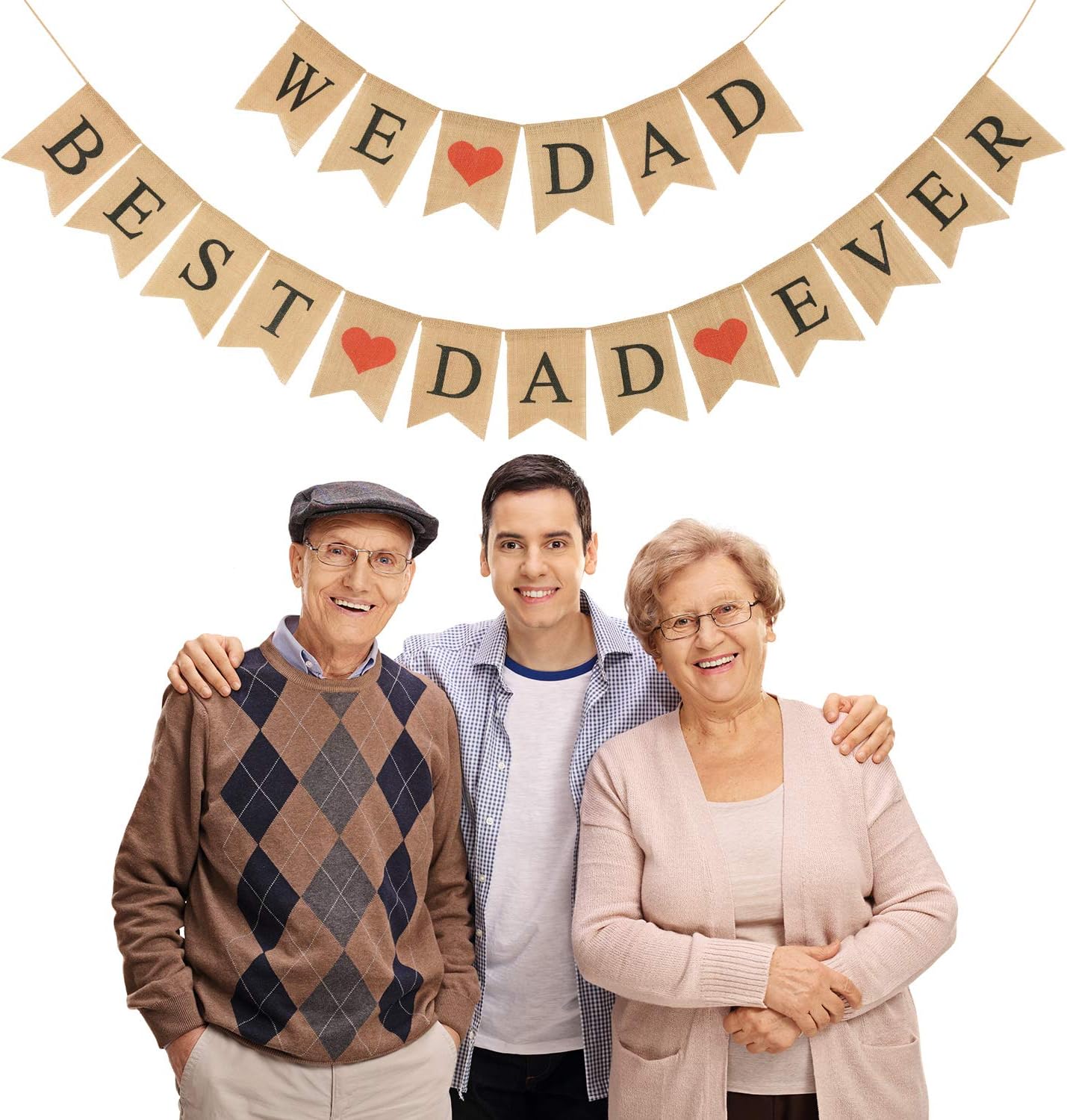 Amazon.com: 2 Sets Burlap Banner Set, Includes We Love Mom/ Dad Banner ...