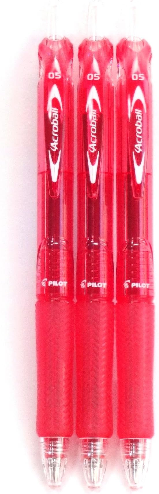 Pilot Acroball Knock Ballpoint Pen, 0.5mm, Red(BAB-15EF-RR), 3 pens per Pack (Japan Import) [Komainu-Dou Original Package]