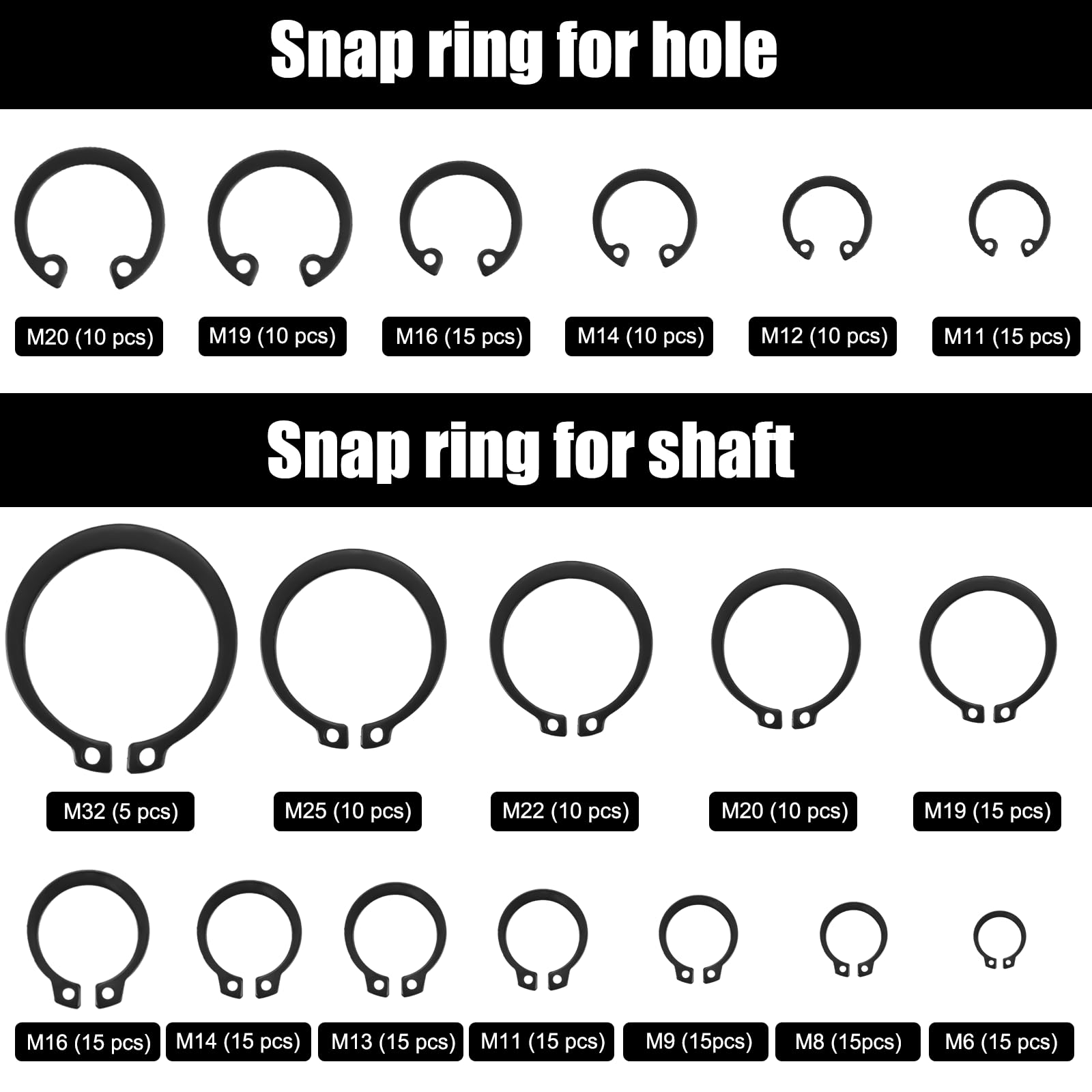 Set 120 Pezzi Anelli Esplosivi Set Da 120 Anelli Di Sicurezza (E-clip) In Acciaio Inox - Assortimento Di Misure Da 1,5 A 10mm Anelli Di Ritenzione Metrici - Foto 7