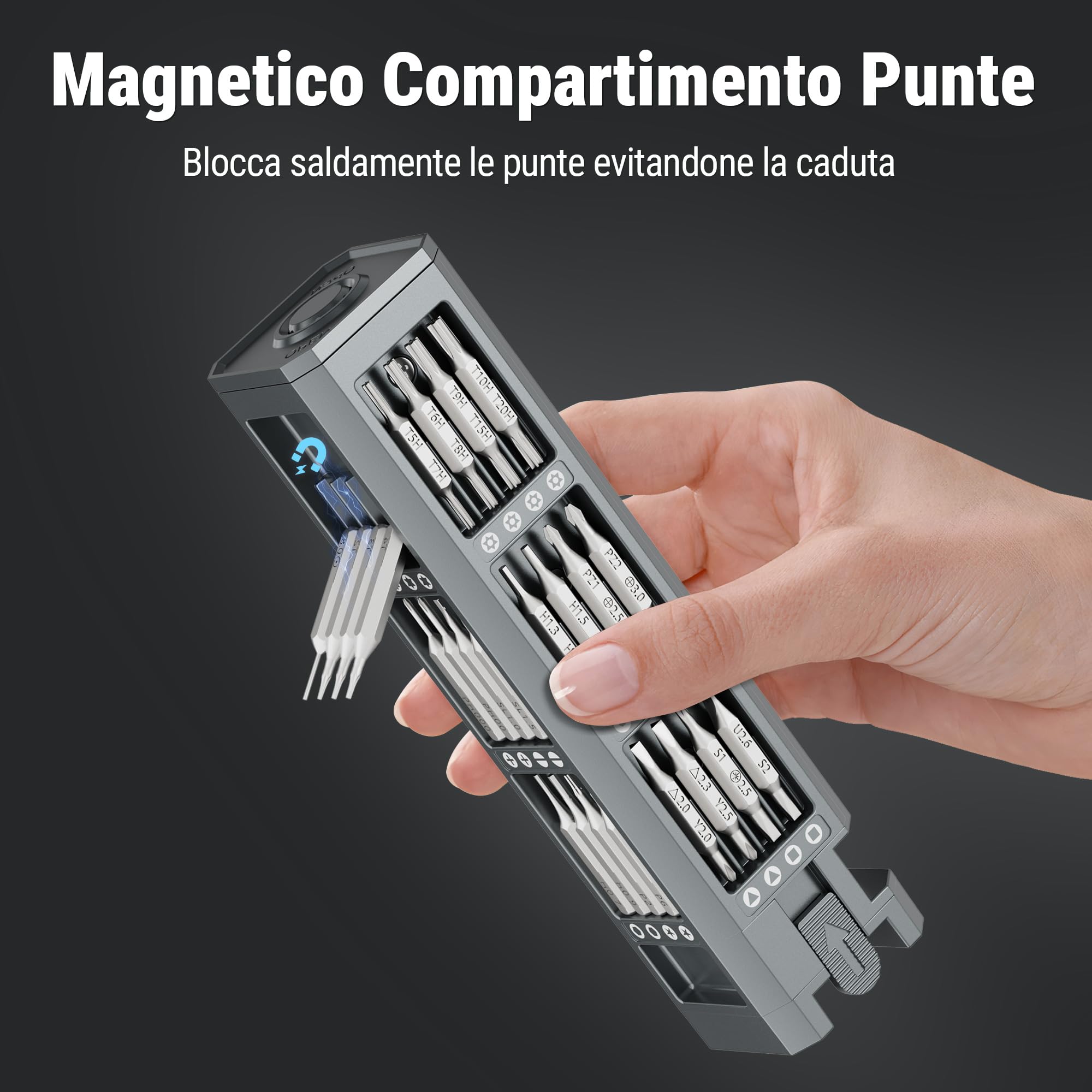 WORKPRO 60 IN 1 Set Cacciaviti Precisione Magnetico Portatile, Mini Cacciavite con Custodia Magnetica, POP UP Design, Barra di Leva, Pinzetta, Kit di Riparazione per Cellulare, Telecamera, Occhiali