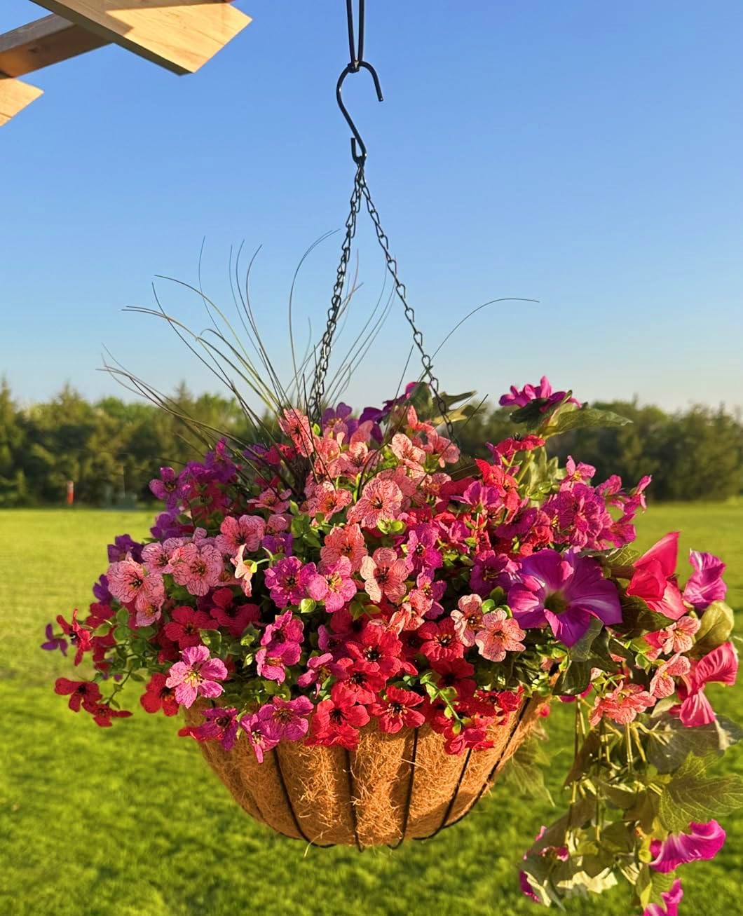 DOMMARE 24 Bundles Pink Artificial Flowers for Outdoors Fake Faux Plant, Uv Resistant Silk Rose Flowers Daisies Decoration for Indoors Gardens Wedding Window Boxes Summer Home Easter Grave Decor