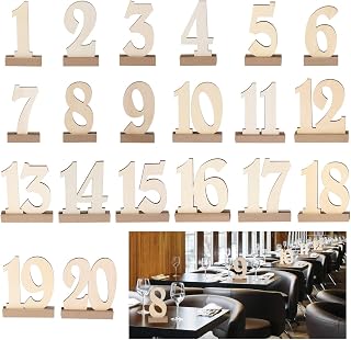 ROSENICE 20pcs 1-20 Wooden Wedding Table Number Holders