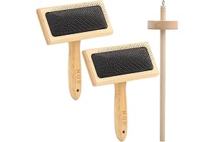2PCS Hand Carders for Wool with Drop Spindle Set