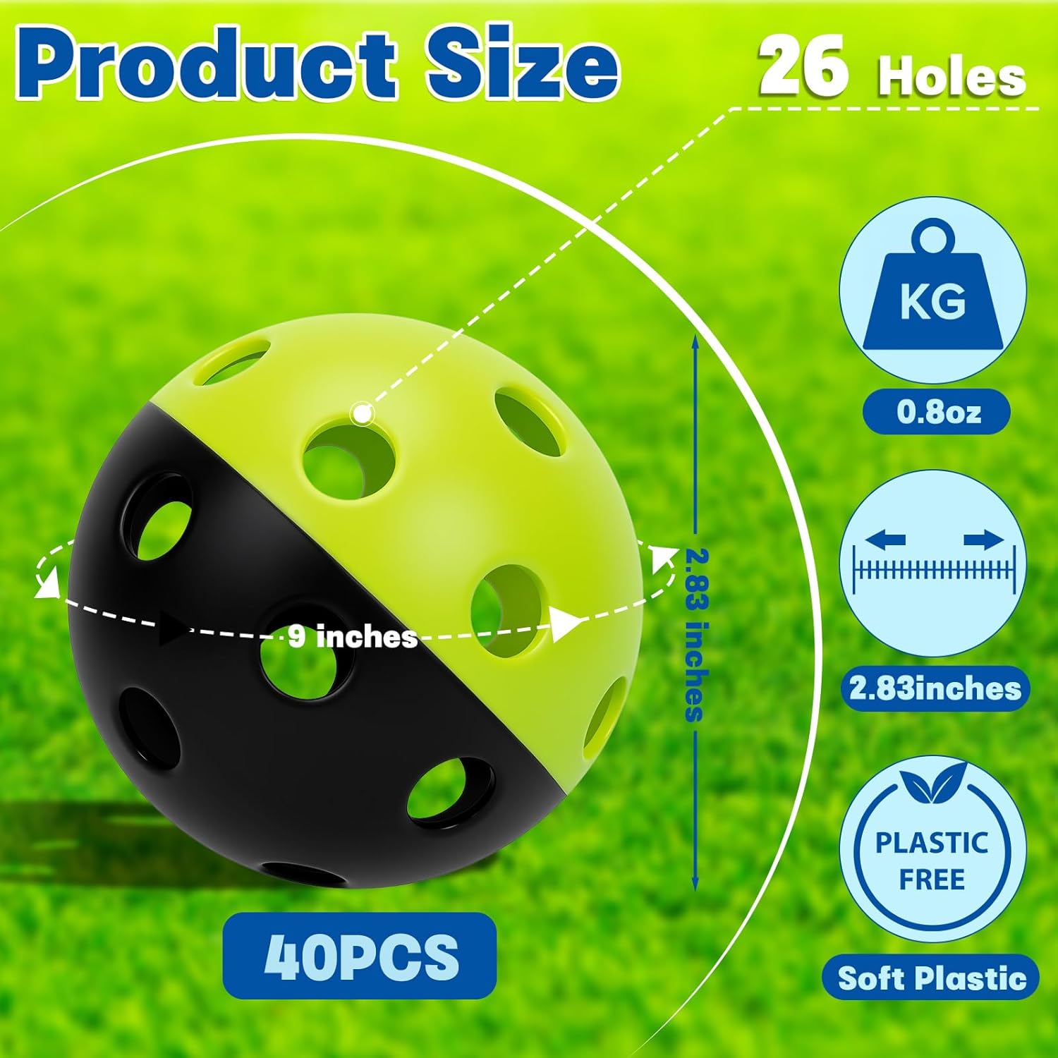 Coopay 20/40 Pack Baseball Practice Balls Plastic Training Balls Lightweight Hollow Softballs for Hitting, Baseball Training Indoor Outdoor Use