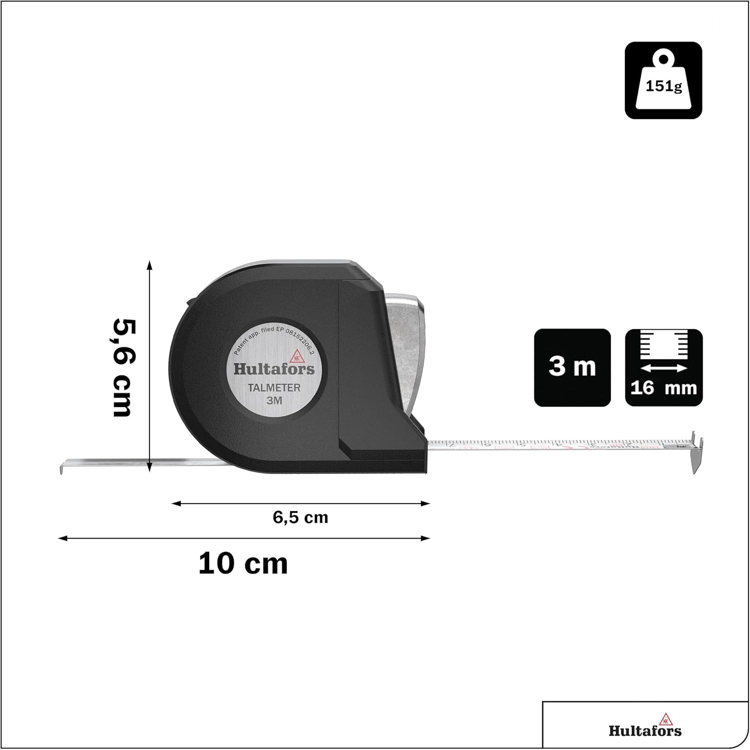Hultafors Talmeter Marking Measure Tape 3M 16Mm