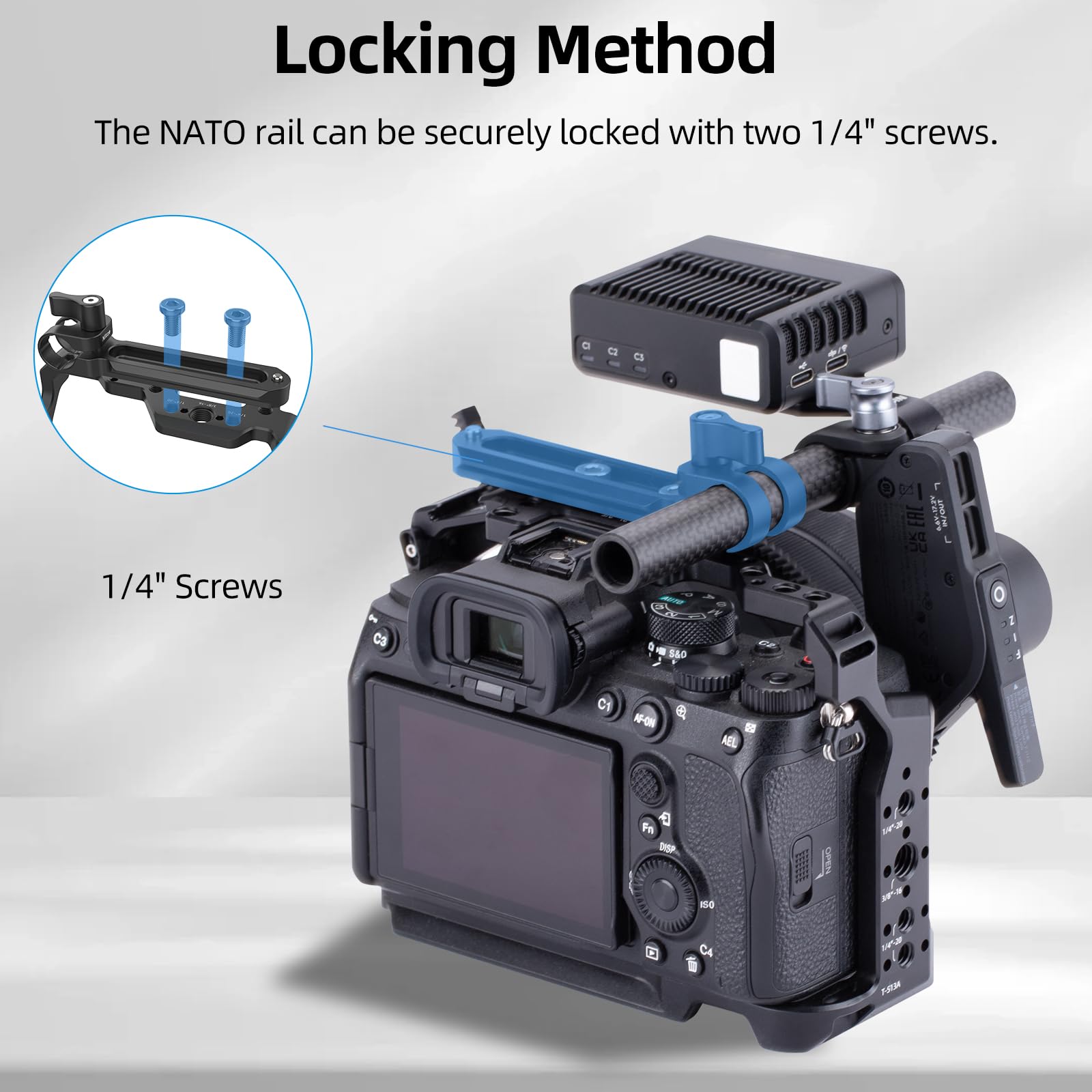 Nitze 15mm Single Rod Clamp with NATO Rail (4") und Sicherungsstift zur Befestigung von 15-mm-Stangen und Schnellverschluss-NATO-Klemmenzubehör – N49-B4