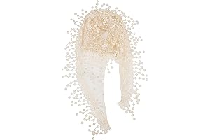 Women's Beige Floral Lace Fringe Triangular Scarf