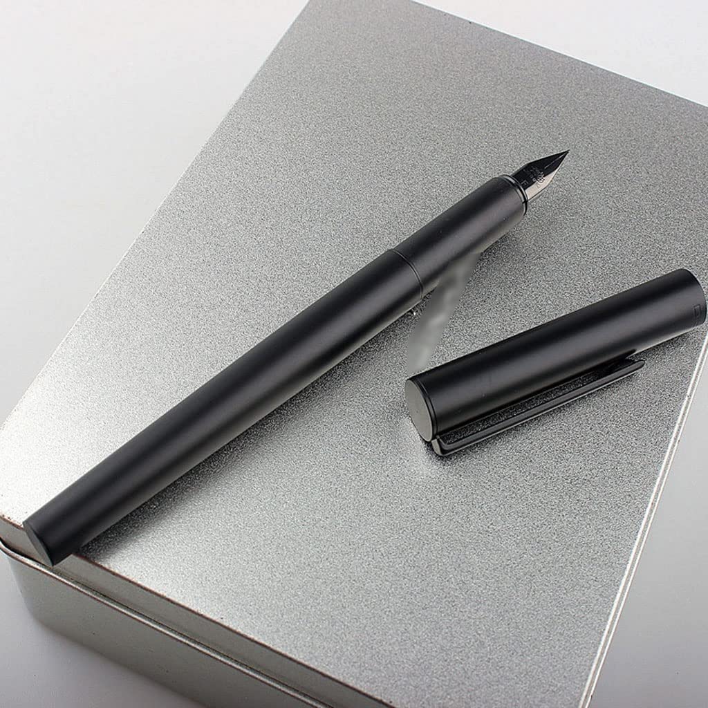 Pluma estilográfica Elegante pluma estilográfica Pluma estilográfica Acero inoxidable 0.38mm Nib Pluma Plumas de tinta Papelería Oficina Material escolar (Color : Black F)