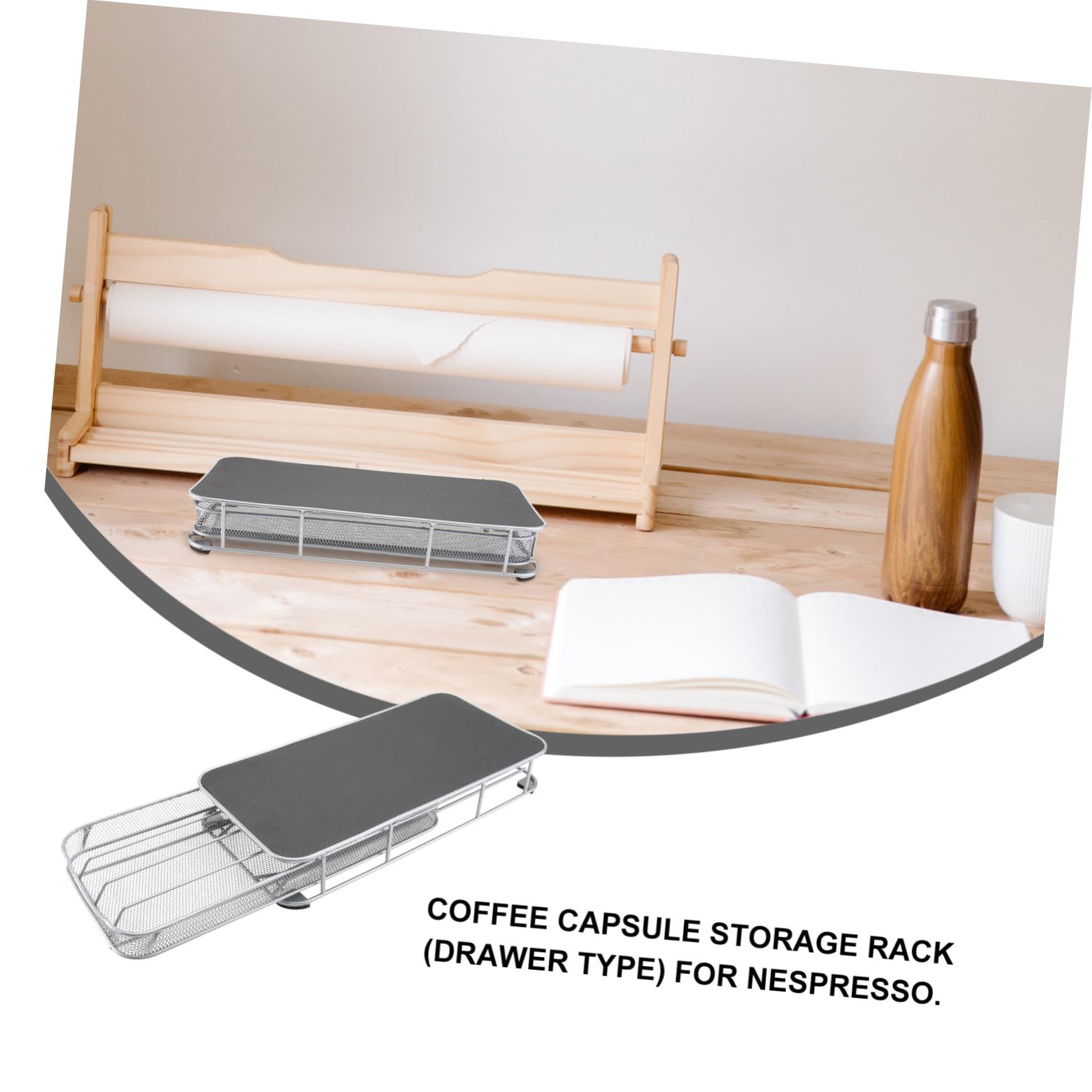 Zerodeko Support de Rangement Stockage Ordonné pour Dosettes de Café en Métal Argenté, Tiroir Robuste et Empilable pour Intérieur Salon
