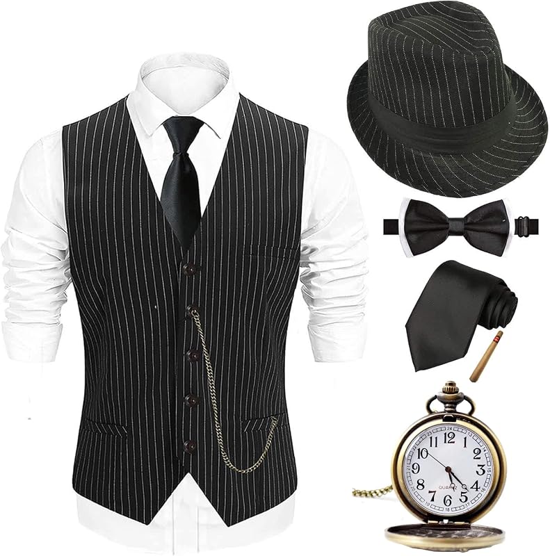 EFORLED Disfraz de Halloween para hombre de los años 20 2026, traje de mafioso de gángster para adulto | Conjunto completo de disfraz reutilizable de primera calidad para uso diario y de fiesta, ahorra tiempo para familia, grupo y parejas Disfraz Mujer