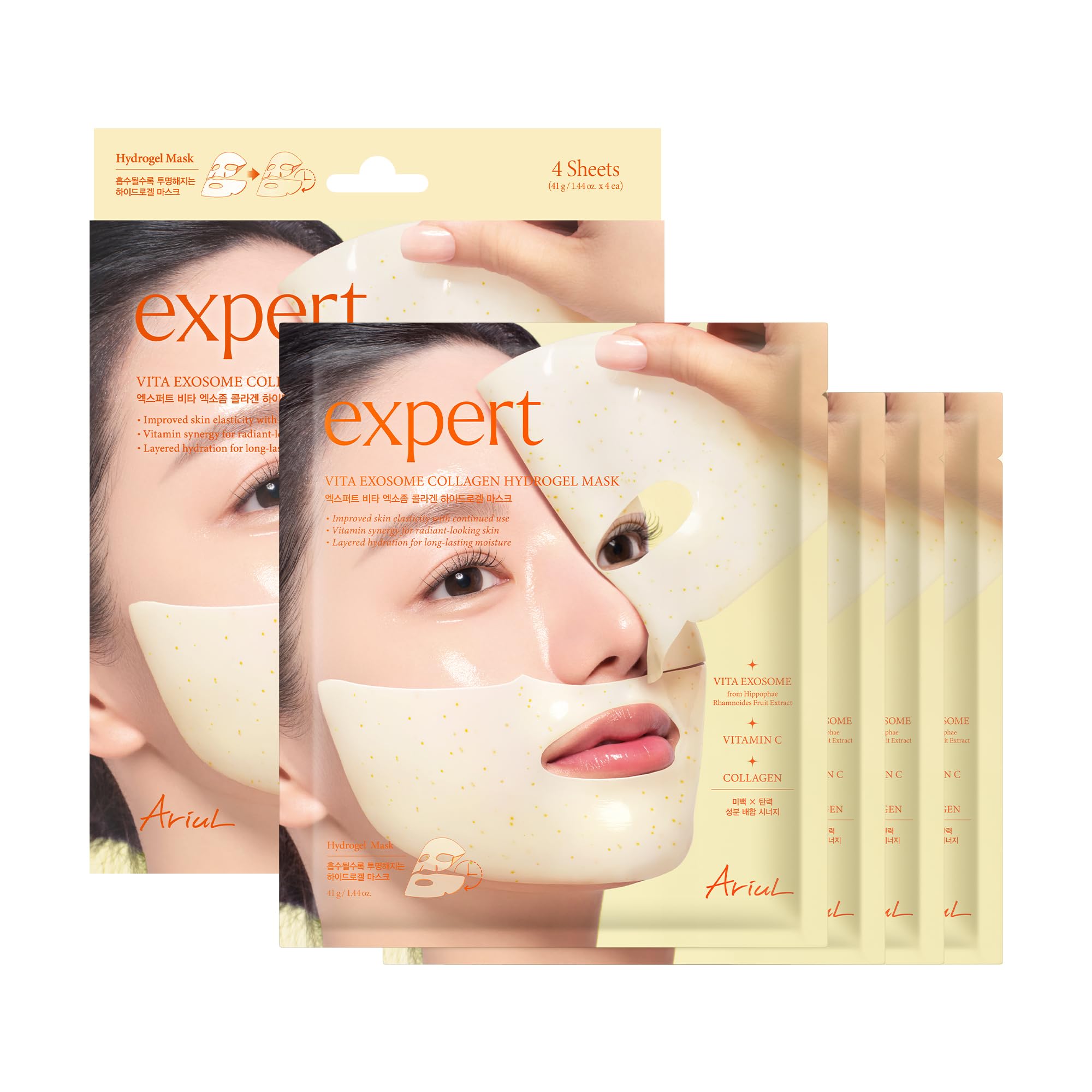 Ariul Expert Vita Exosome Collagen Hydrogel Mask (Set Of 4) - Vitamin & Eksozom Kolajen Yenileyici