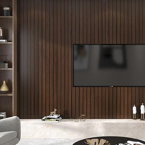 Miniatura 10 de Papel tapiz de listones de madera marrón para dormitorio, papel tapiz de panel de madera sintética, despegar y pegar, papel tapiz de listones de