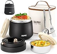 BALPBBY 40oz Vacuum Insulated Food Jar - Leakproof Stainless Steel Thermo Lunch Box with Spoon & Fork, Hot 6Hrs Cold 8Hrs