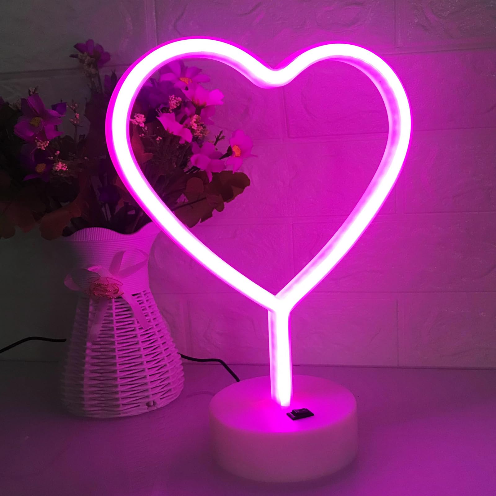 Pink LOVE Vertical LED Desk Lamp With Beautiful Decoration Bedroom Neon Light Switch Control Giving To Loved Ones Friends Children ,Living Room Atmosphere Light - Image 2