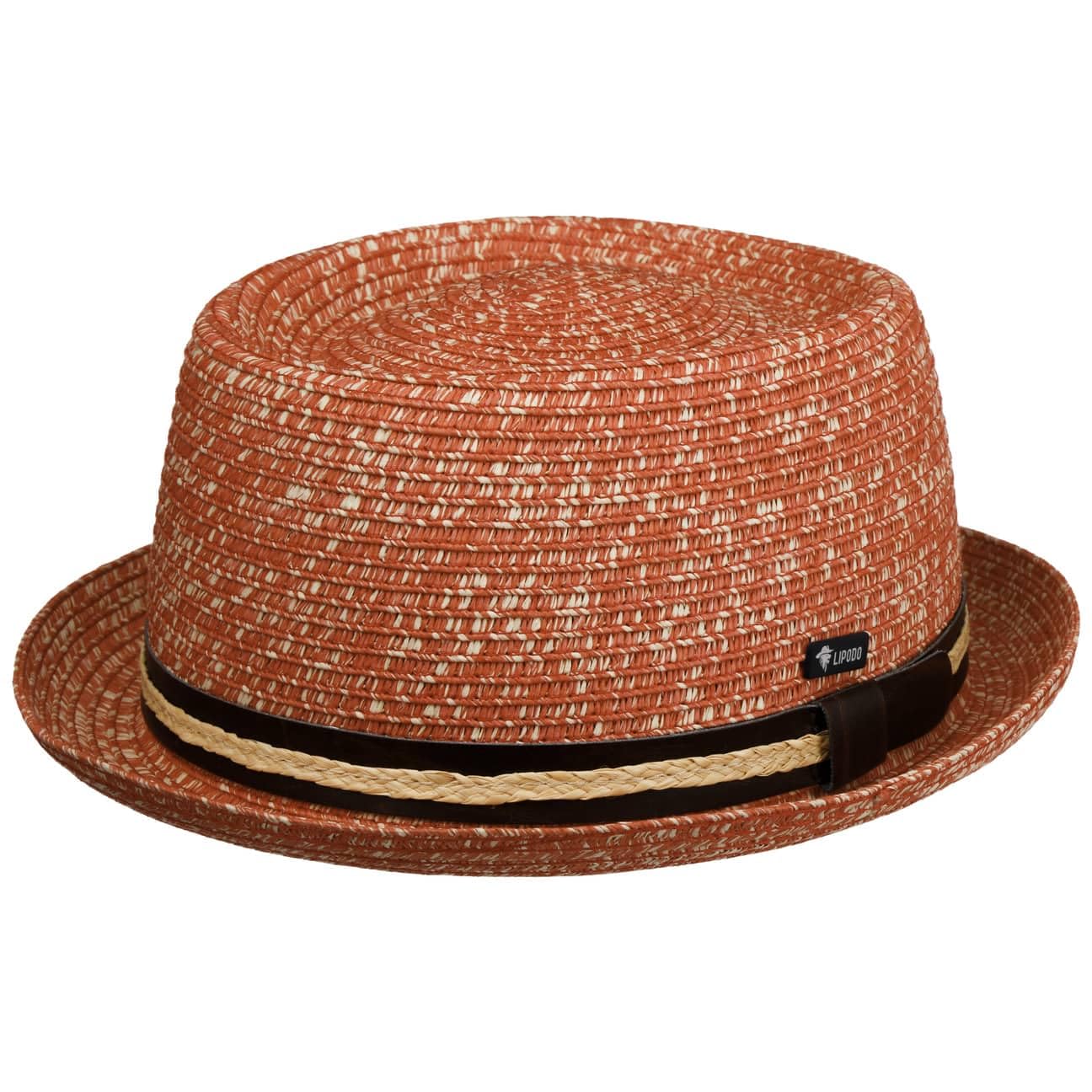 Lipodo Unisex Red-Mottled Carignano Pork Pie Straw Hat By