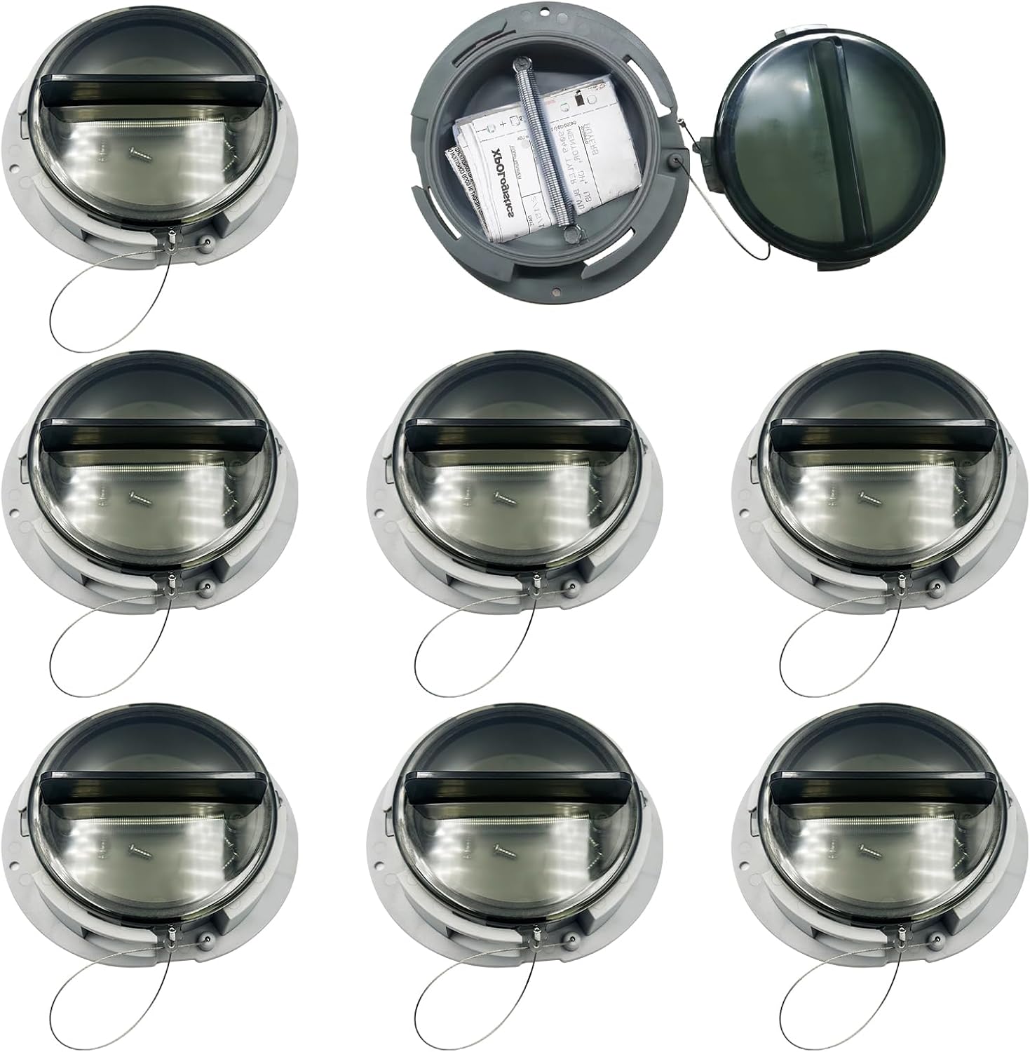 8 Pack Trailer Document Holder with Wire Attached Cover for Truck, ABS Plastic Document Holder Kit, Trailer Registration Card Holder, Opaque Gray