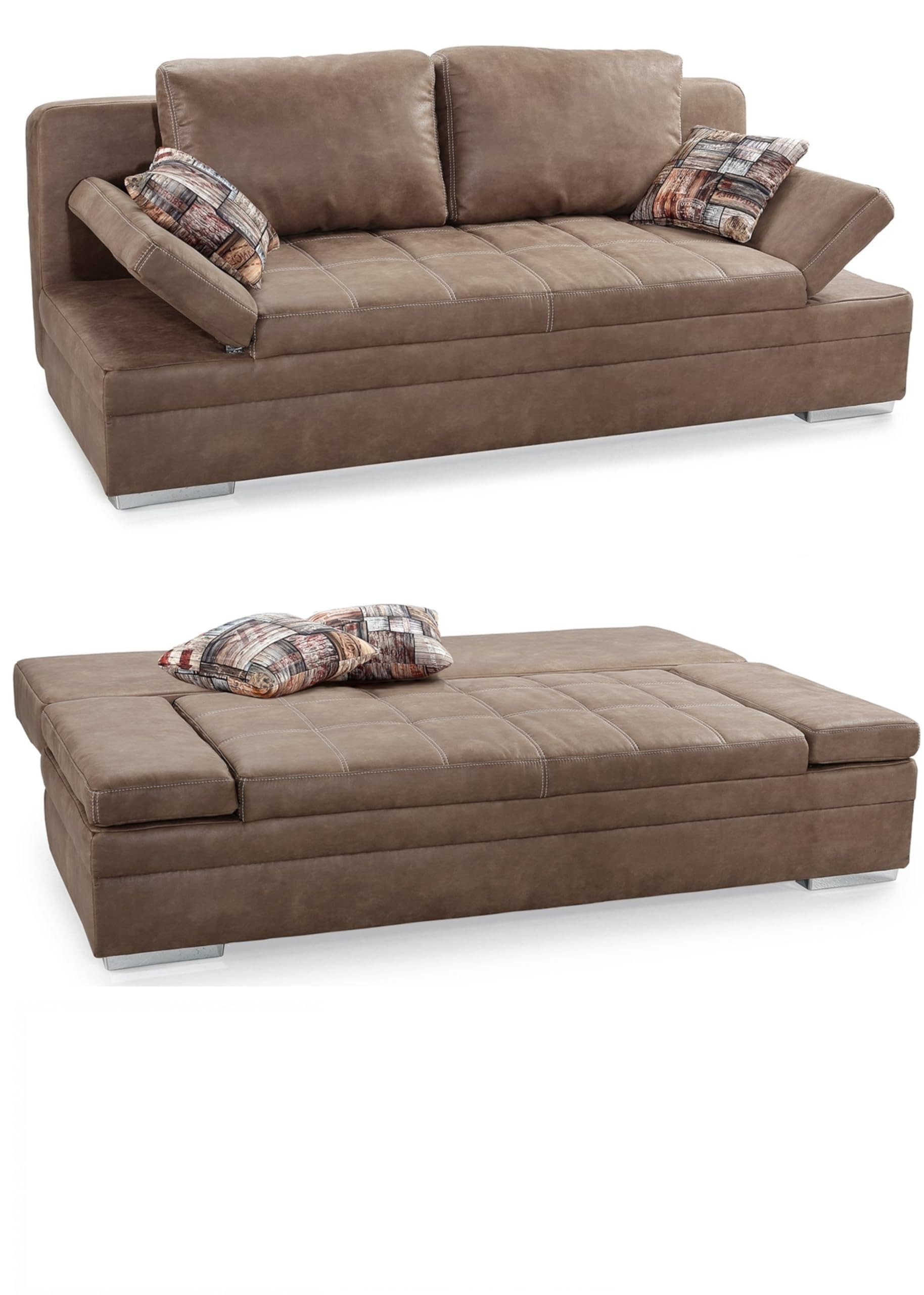 luma-Home 15116/ Funktionssofa mit Gästebett und Bettkasten, Braun