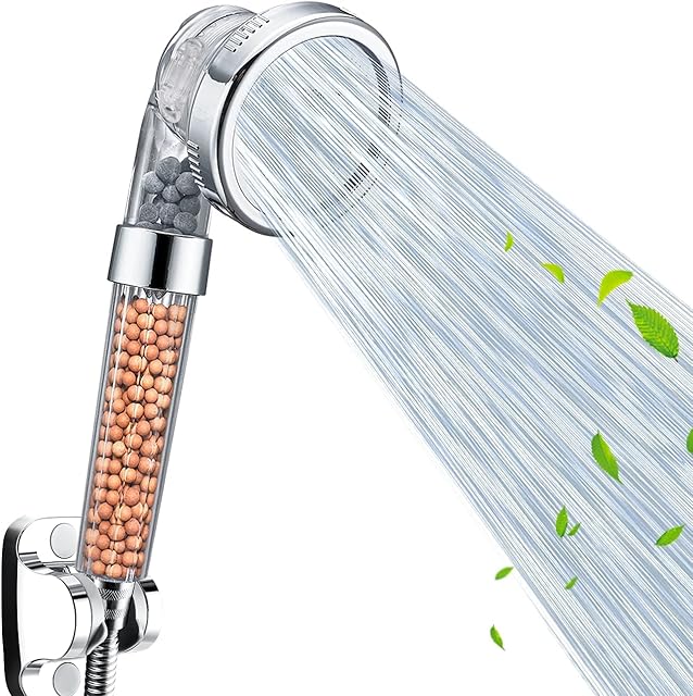 Nosame® Shower Head, Ionic Filter Filtration High Pressure Water Saving 3 Mode Function Spray Handheld Showerheads for Dry Skin & Hair