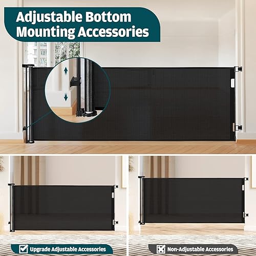 Miniatura 4 de Puertas retráctiles para bebés de 105 pulgadas, extra anchas retráctiles para perros, puertas extra anchas para bebés para aberturas grandes,