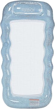 FUNBOY Giant Inflatable Luxury Blue Glitter Mesh Lounger Water Hammock Pool Floats Great for Summer Pool Party Large