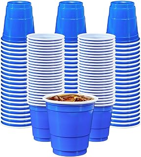 100 Pack 2 oz Royal Blue Plastic Shot Cups Disposable Shot Glasses Mini Shot Cups for Party Wedding Graduation Wine Beer Shooting Games