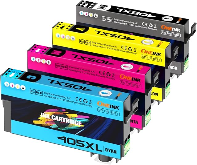 ONEINK 405XL Ink Cartridges Multipack Compatible with Epson 405 XL work for Workforce Pro WF-3820 WF-4820 WF-7310 WF-7830 WF-7835 WF-7840 WF-3825 WF-4825 WF-4830 Printer, 4-Pack
