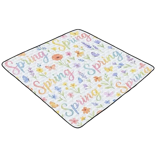 Miniatura 2 de Watercolor Pastel Meadow Alphabet Seamless Pattern Large Sturdy Baby Playmat for Floor Lightweight Activity Gym Mat for Babies Infants Toddlers,