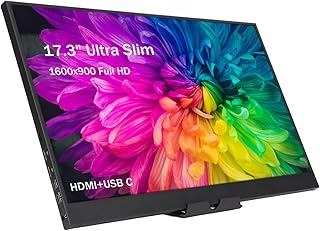 Monitor portátil, tela de computador USB C de 17,3 polegadas Full HD 1600x900, ângulo de visão de 178°, extensor de monitor de laptop HDR, monitor externo para laptop PC Xbox PS4 Phone