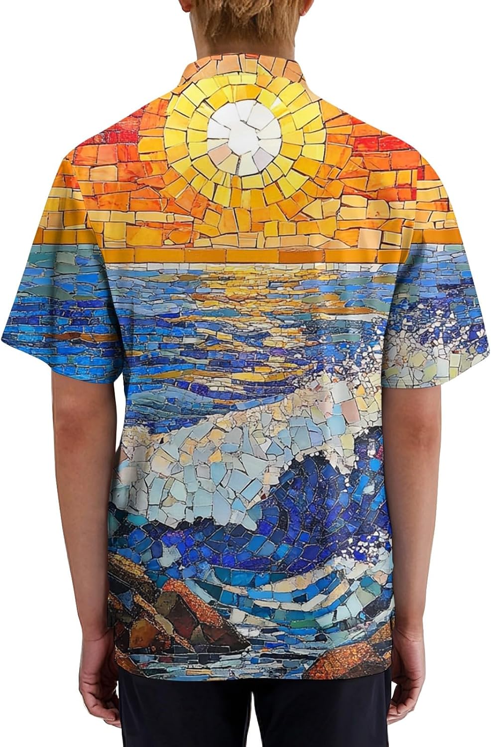 Men's Scrubs Top Short Sleeve Graphic Printed V-Neck Work Uniform Shirts with Pockets
