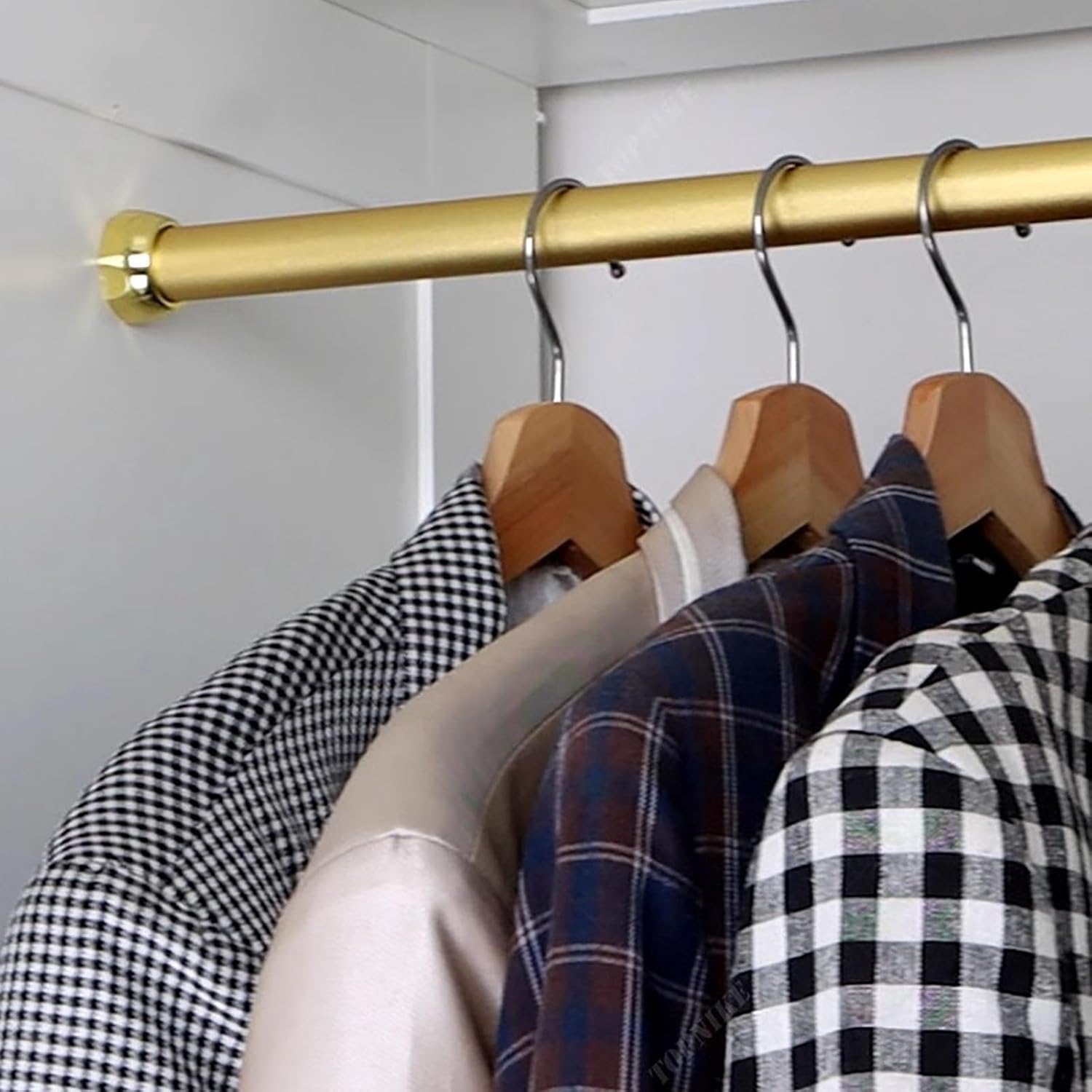 5mm Thickened Closet Rod 21.5" Wardrobe Hanging Clothes Holder, Heavy-Duty Clothing Store Pole & Laundry Room Tube, Stylish Gold Finish for Bedroom Organization