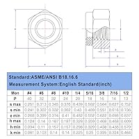 Vista 4 de Tuercas hexagonales de bloqueo con inserción de nailon 10# 24, tuercas hexagonales de bloqueo de acero inoxidable, accionamiento hexagonal, acabado